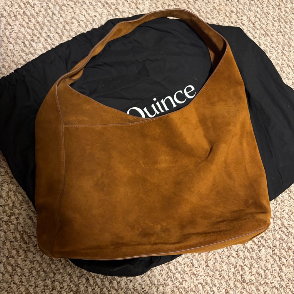 Italian Suede Slouchy Shoulder Bag in Whiskey - Picture 8 of 11